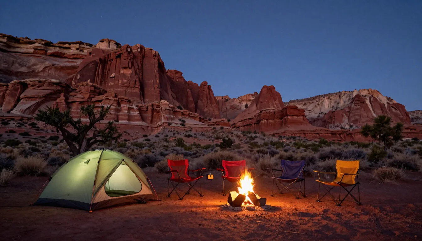 Camping near Fruita, Colorado under dark desert skies below the Book Cliffs