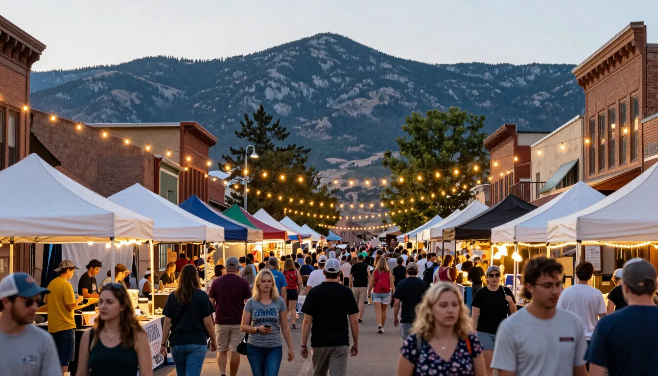 Crowds and vendor tents at the Fruita Fall Festival in downtown Fruita, Colorado
