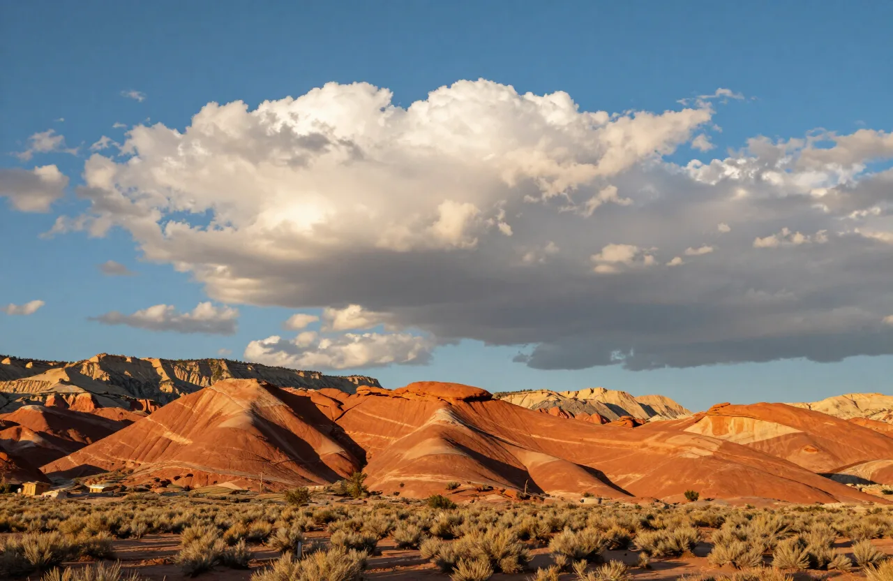 Fruita weather with building afternoon clouds over the sagebrush high desert